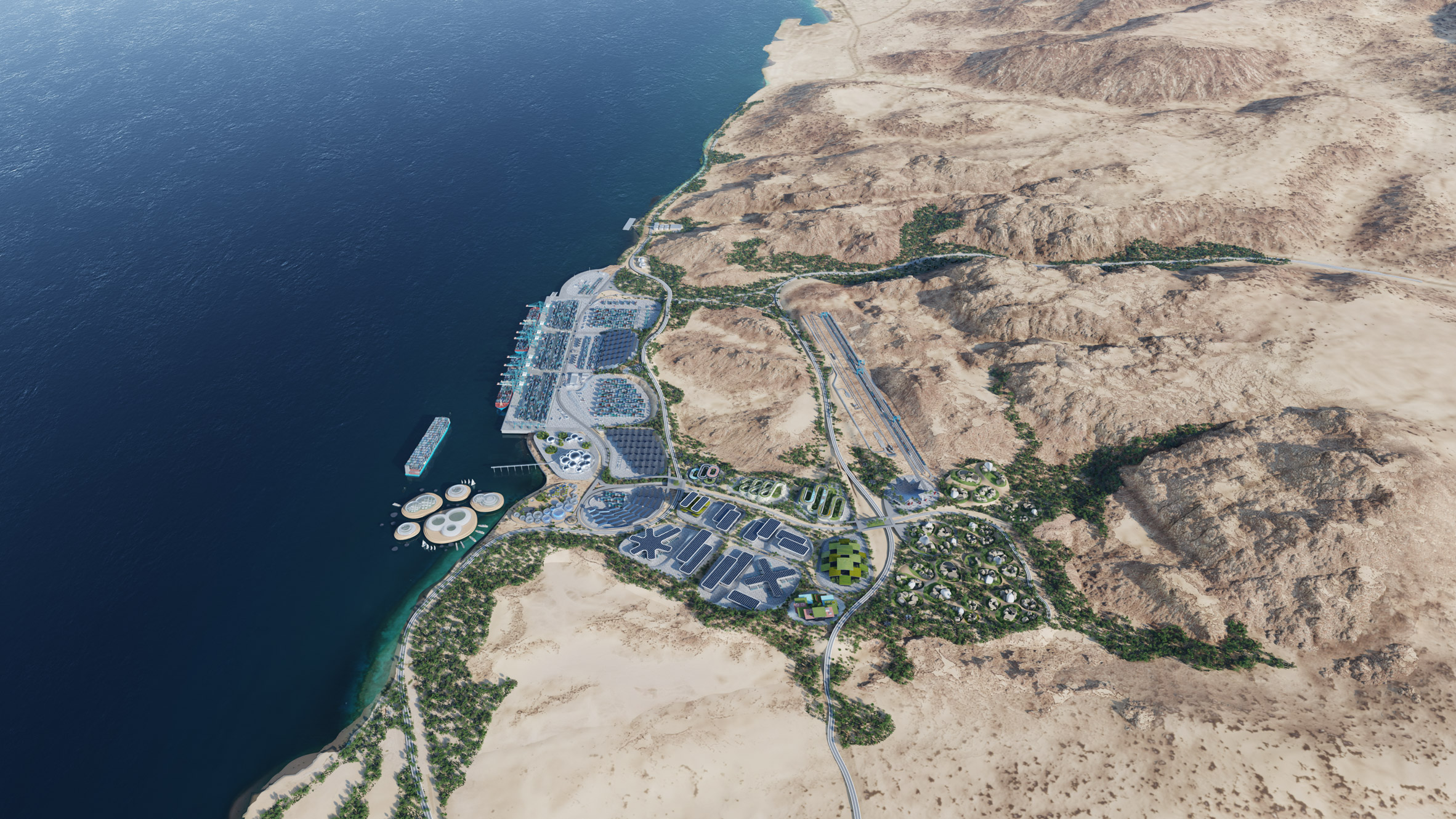 Aerial visual of renovated Aqaba Container Terminal