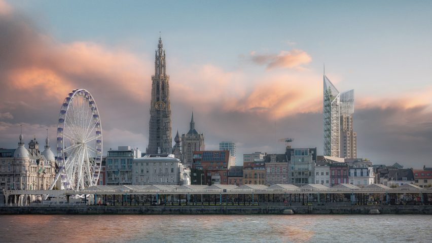 Antwerp skyline with Studio Libeskind-designed tower