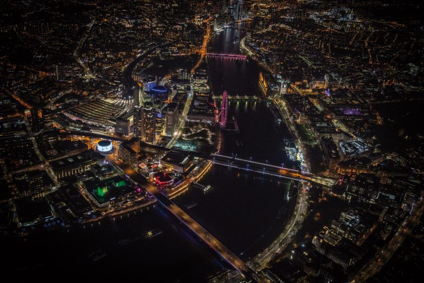 Lights illuminating the river Thames
