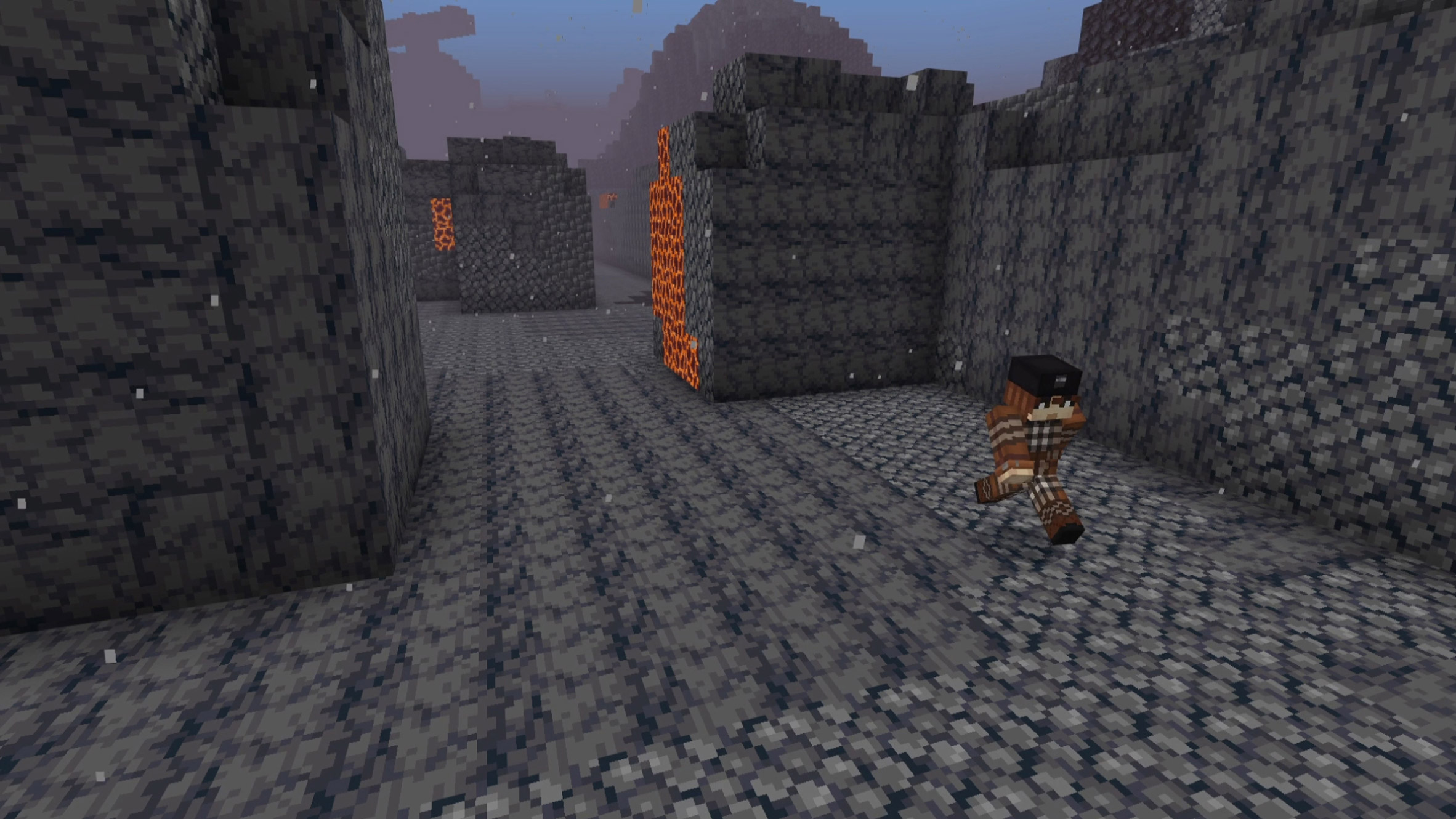 An avatar running through a Minecraft game