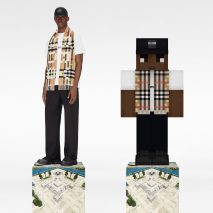 A model and a Minecraft avatar wearing Burberry
