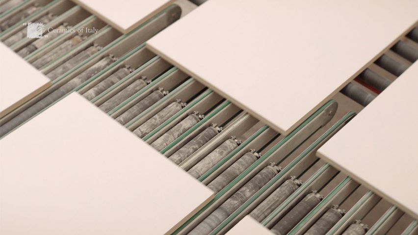 Tiles on a conveyor belt