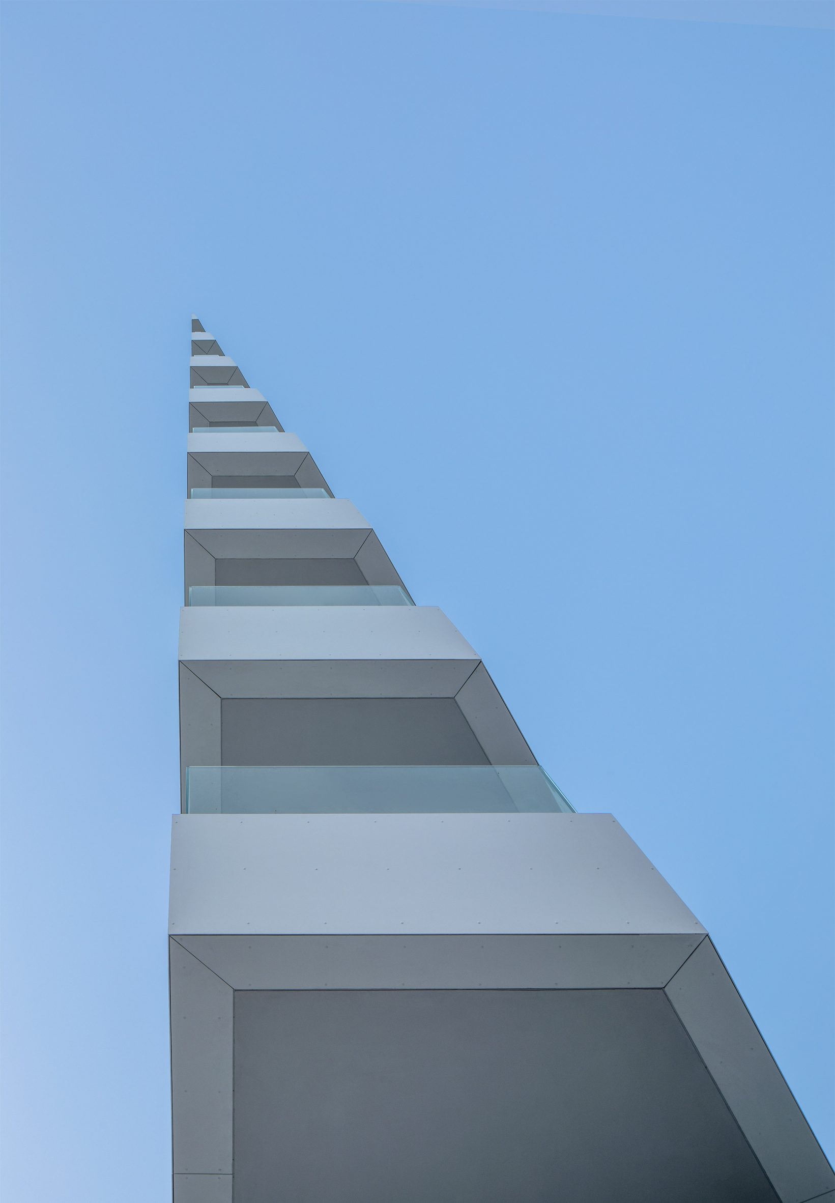 View up of balconies at the Eos building by Starh in Bulgaria