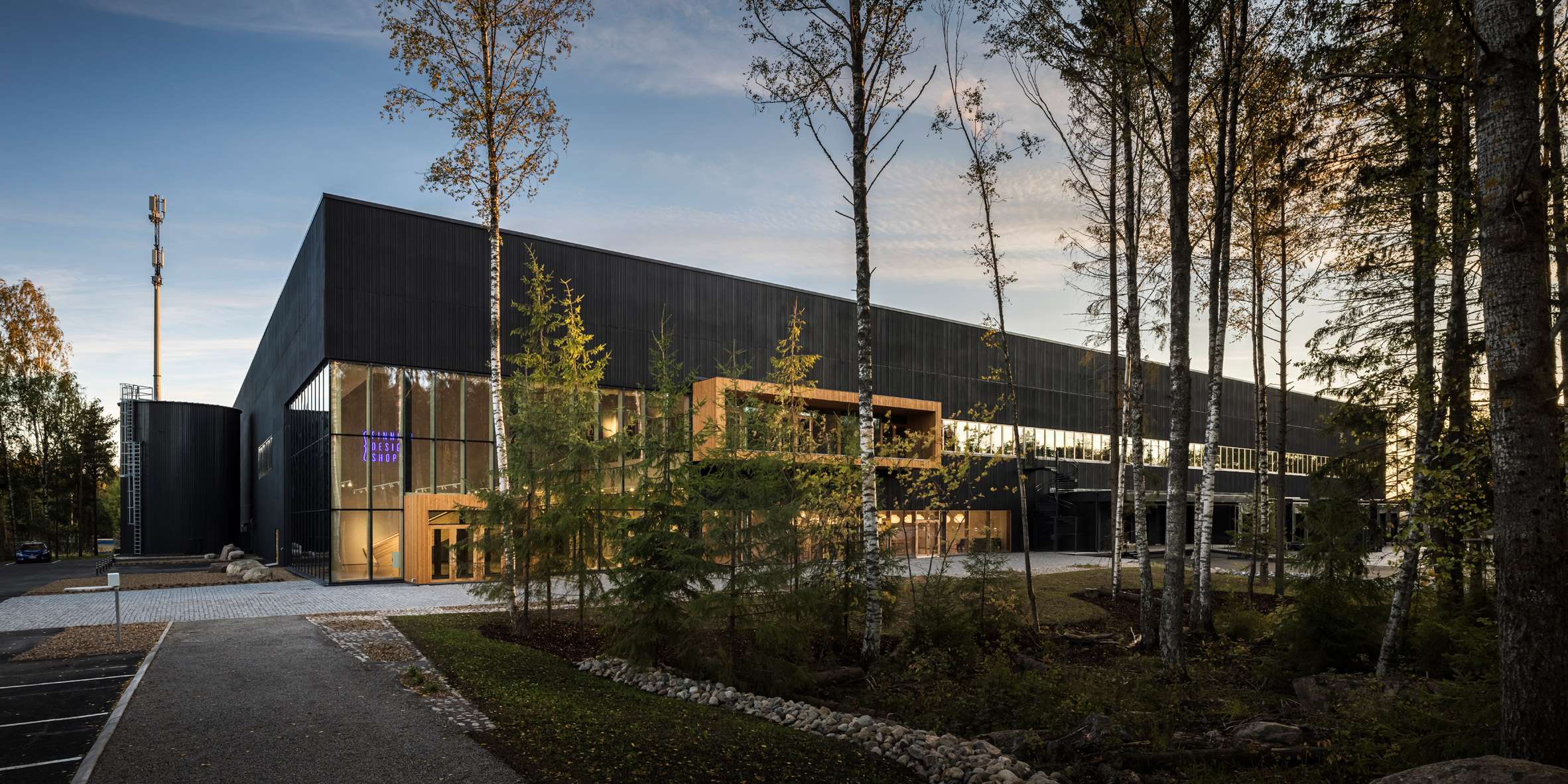 Photo of the exterior of the Finnish Design Shop logistics centre in Turku by Avanto Architects