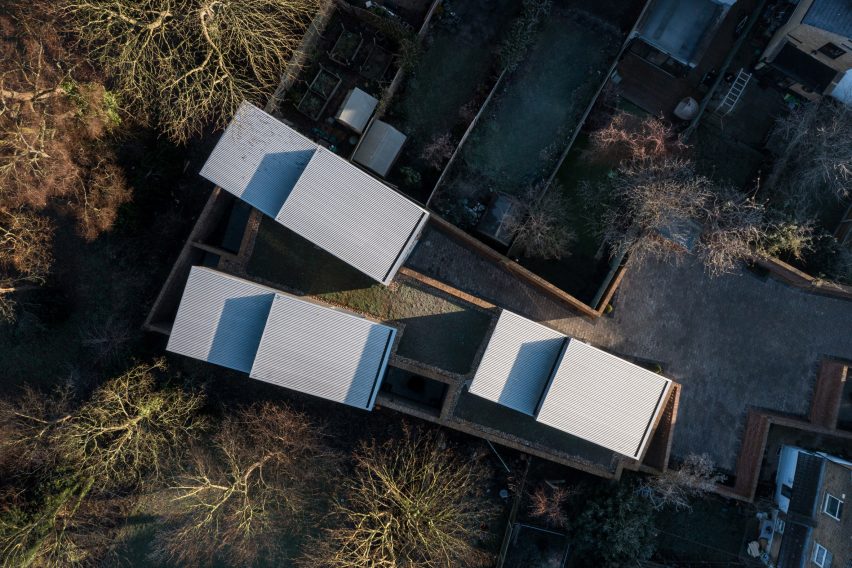 Aerial view of the Forest Houses in London by Dallas Pierce Quintero