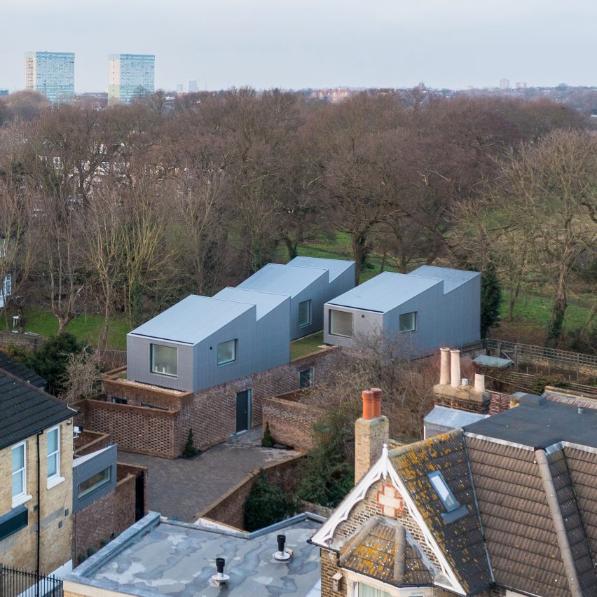 Aerial view of Forest Houses in London by Dallas Pierce Quintero