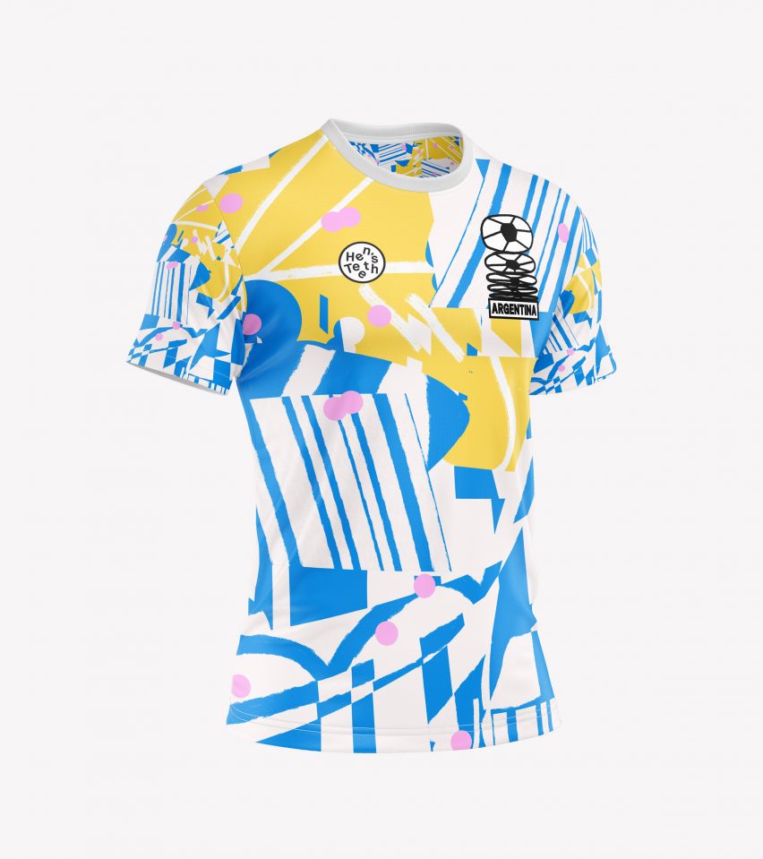 A blue, white and yellow football shirt
