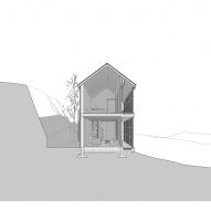 Perspective section, Granary House guesthouse by MIMA Housing