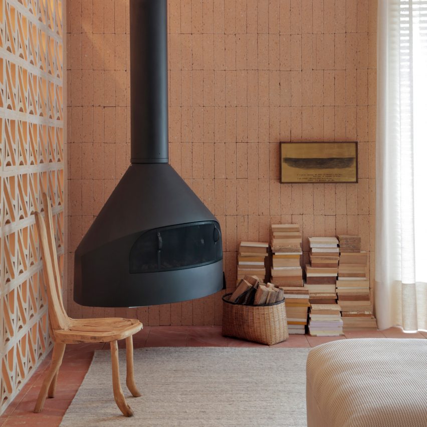 Suspended fireplace in Hygge Studio by Melina Romano