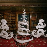 Ribbon Tree by Andy Singleton at Long Live the Christmas Tree exhibition at Harewood House