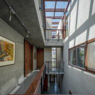 Interior circulation and skylight at House of Voids