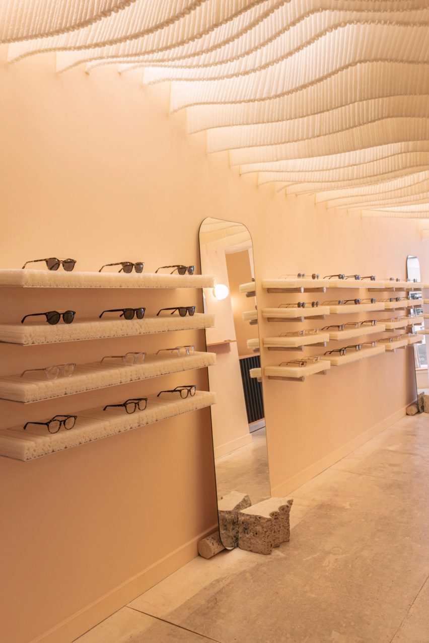 Interior of MONC eyewear store in Marylebone, London