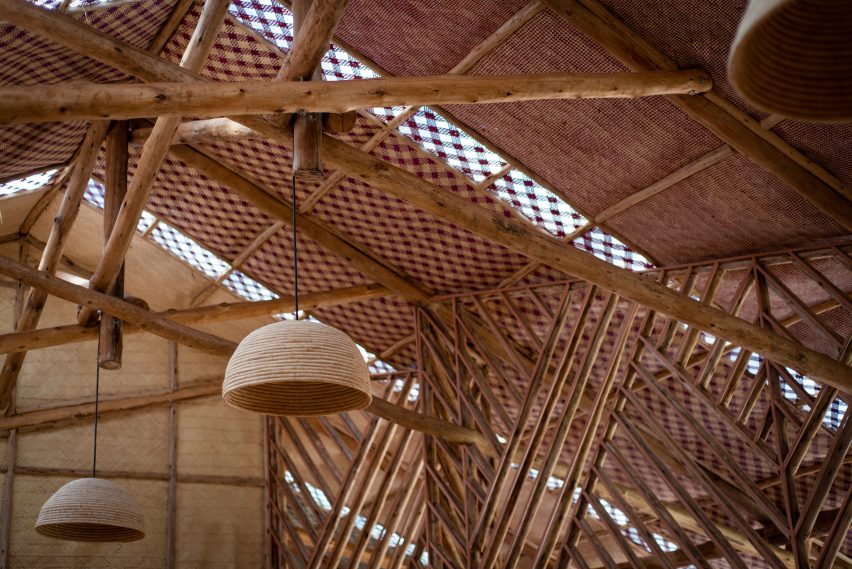 Eucalyptus wood roof structure