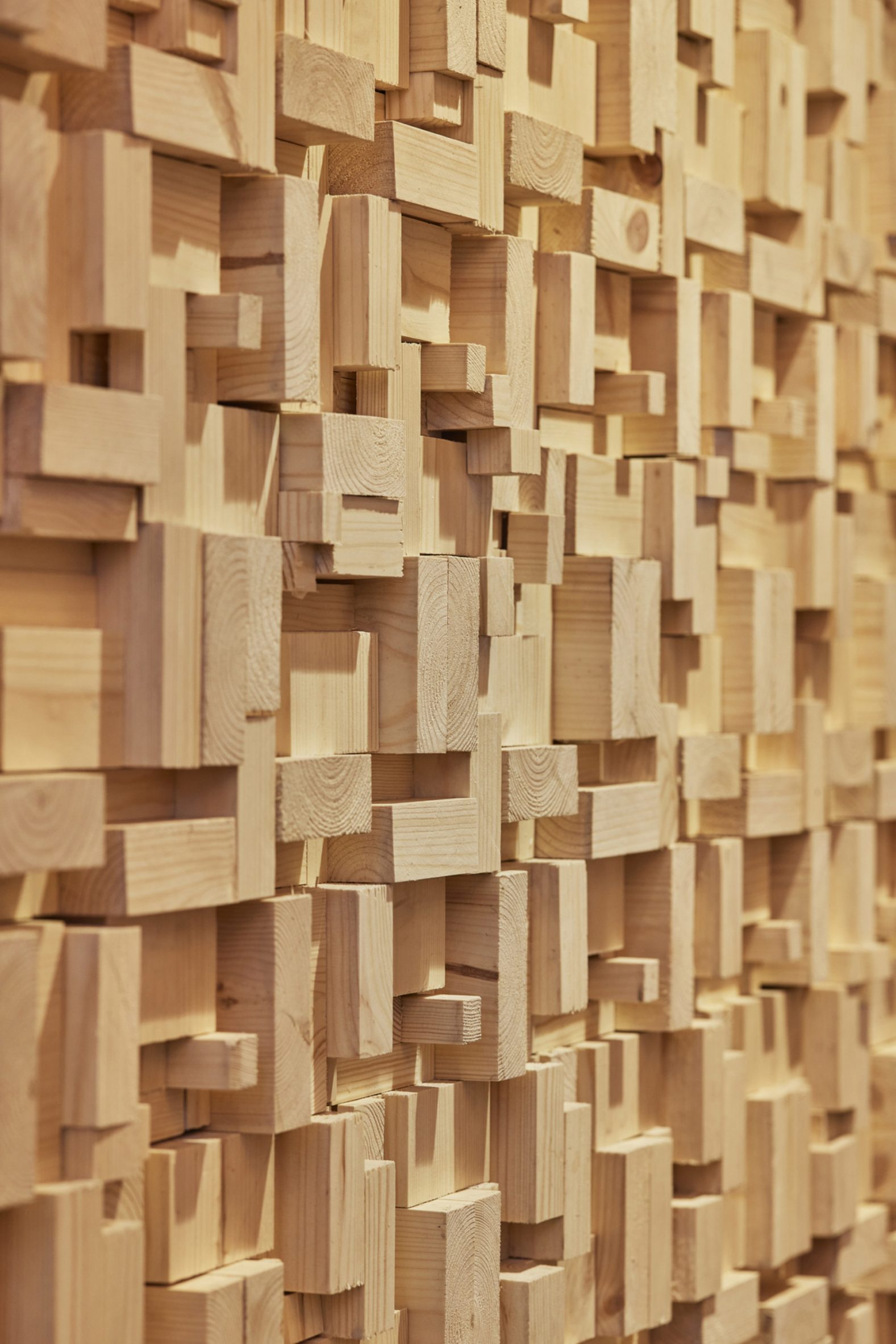 Decorative timber block wall