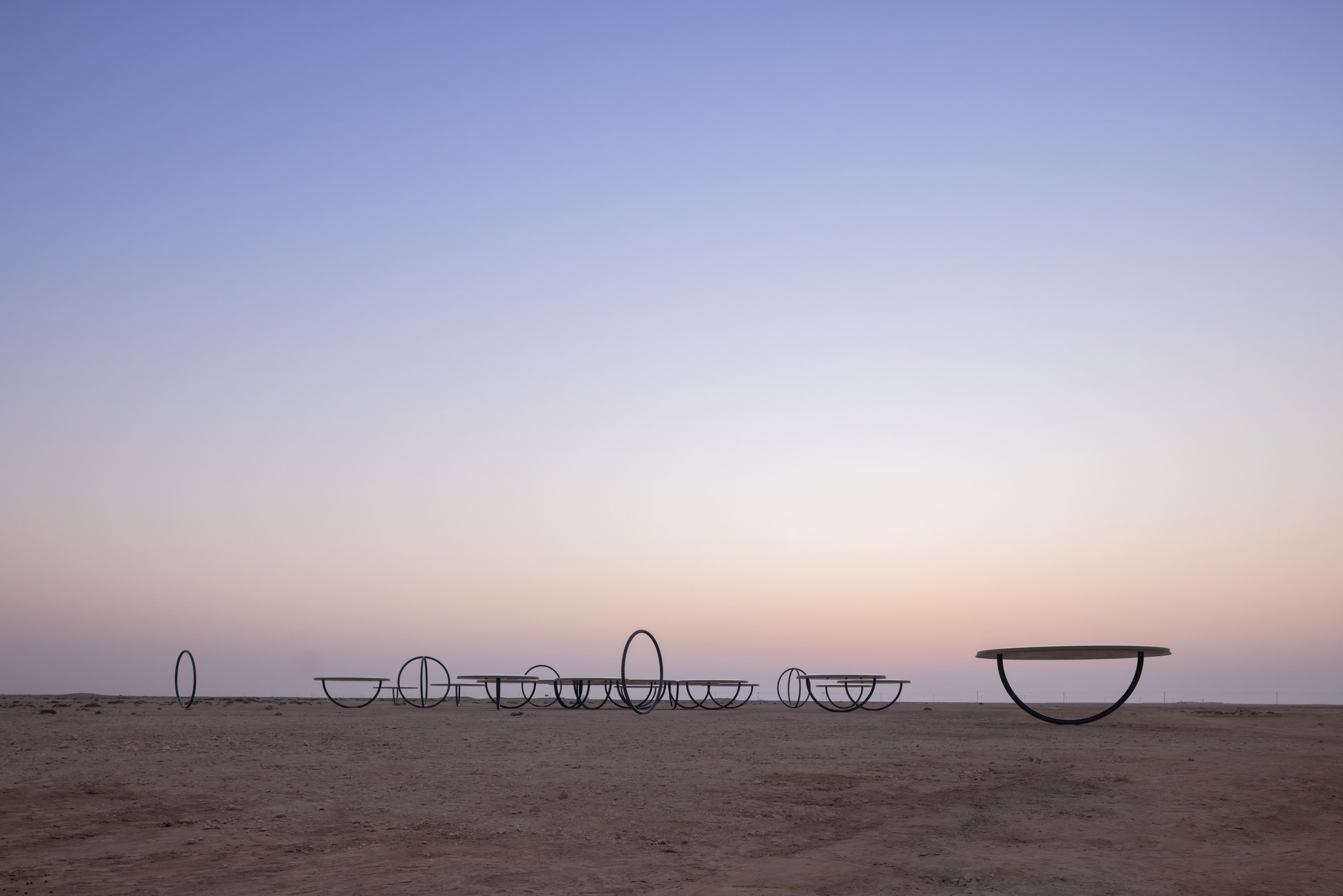 An installation by Olafur Eliasson at sunset