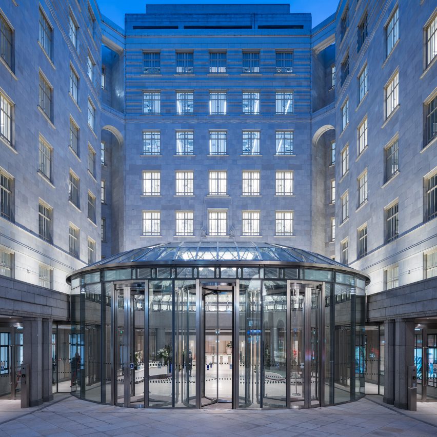 Exterior image of a glass extension at 80 the Strand