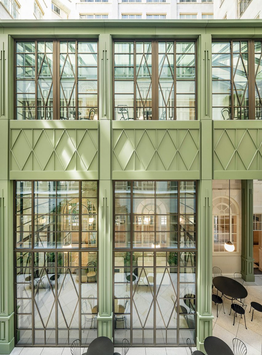 Interior image of a green painted extension at the office building
