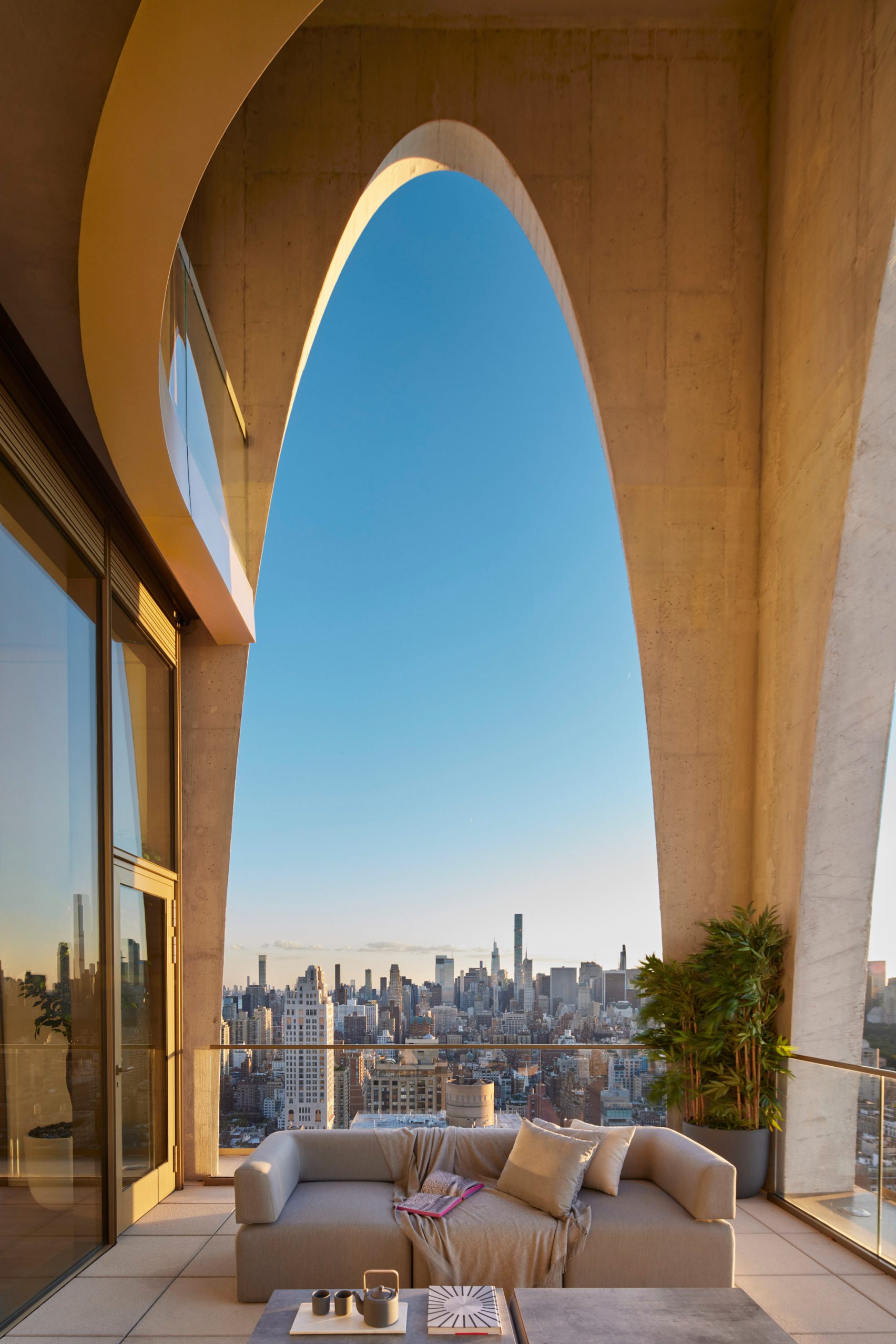 Huge arched opening with view of Manhattan