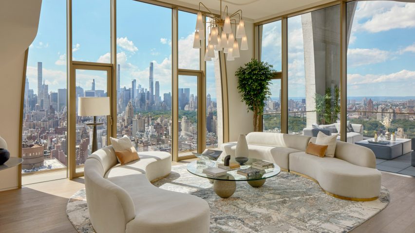 Living room of 180 East 88th penthouse