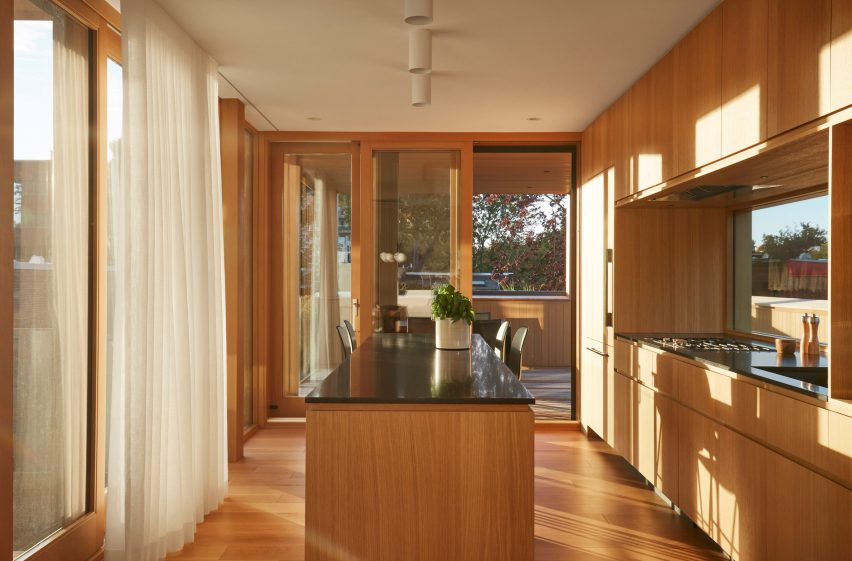 Wood-lined kitchen
