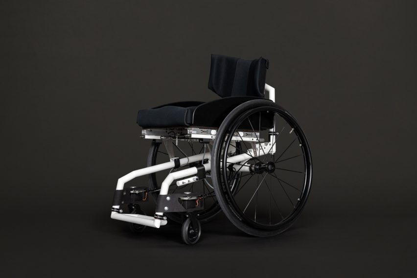 A black and white wheelchair by Reto Togni