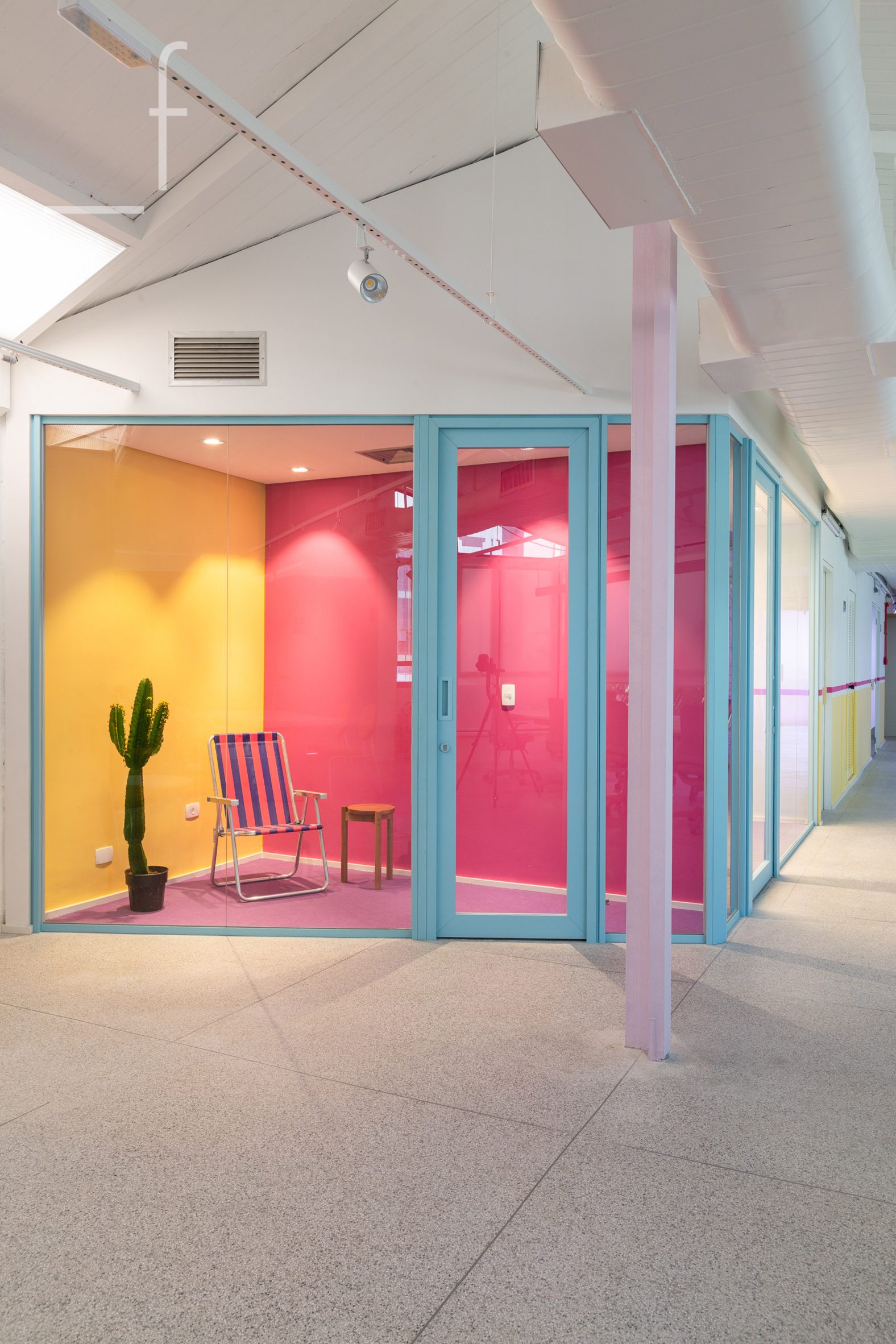 Brightly coloured meeting room