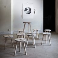 Stolab's wooden Lilla Snåland stool is made from manufacturing waste