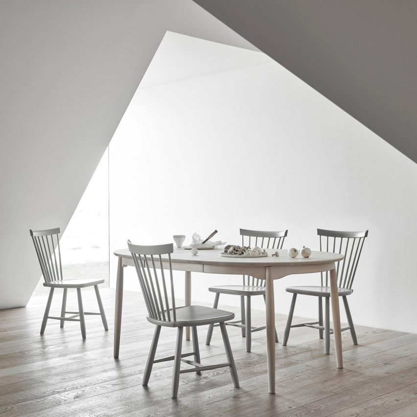 Stolab's solid-wood dining chairs arranged around a dining table