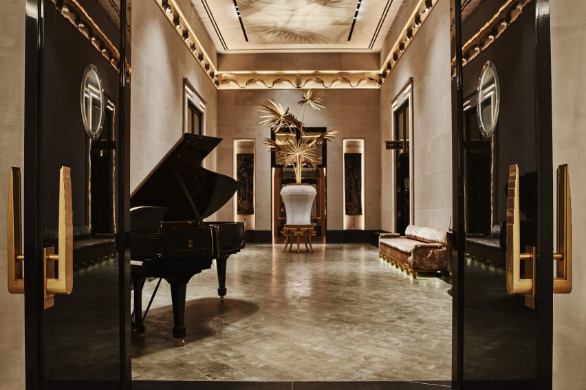 Steinway Tower lobby inteirors with pianos