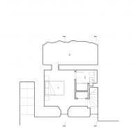 Lower level plan of The Den