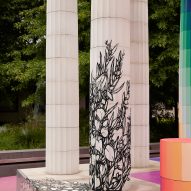 Columns with artwork by Manda Lane