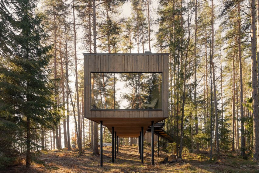 Stilted wooden cabin in Sweden