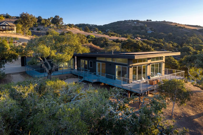 Home on stilts in California valley