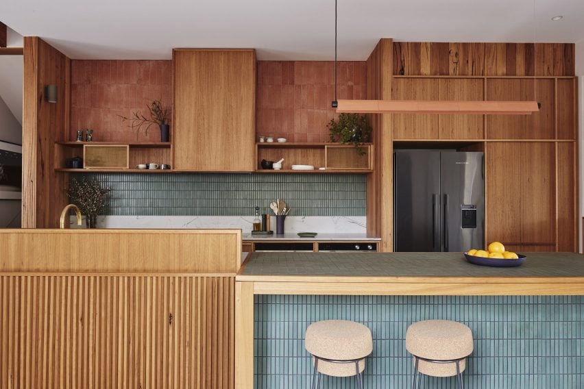 Tiled worktop in West Bend House, Australia, by Brave New Eco