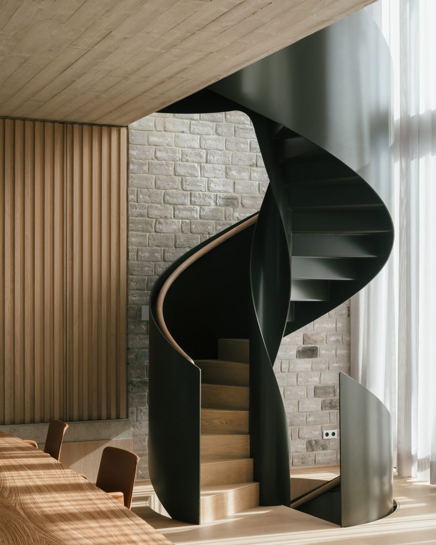 Image of a spiral staircase at House Be