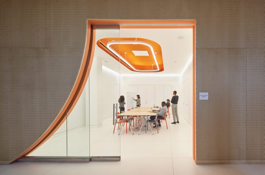 Futuristic library meeting room