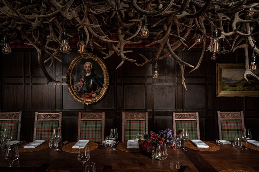 The Scottish Room at Mount Street restaurant in London, designed by Laplace in The Audley building