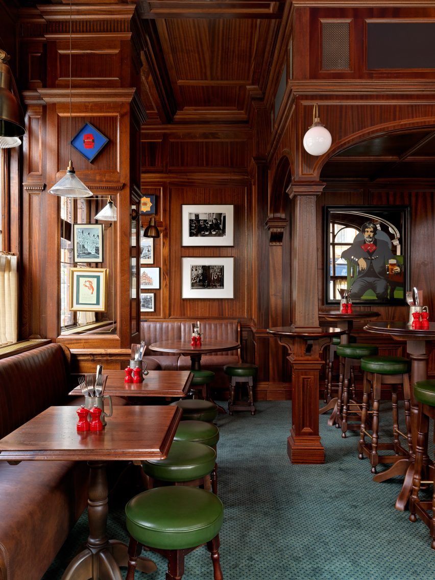 Interior of The Audley pub in Mayfair, London, designed by Laplace