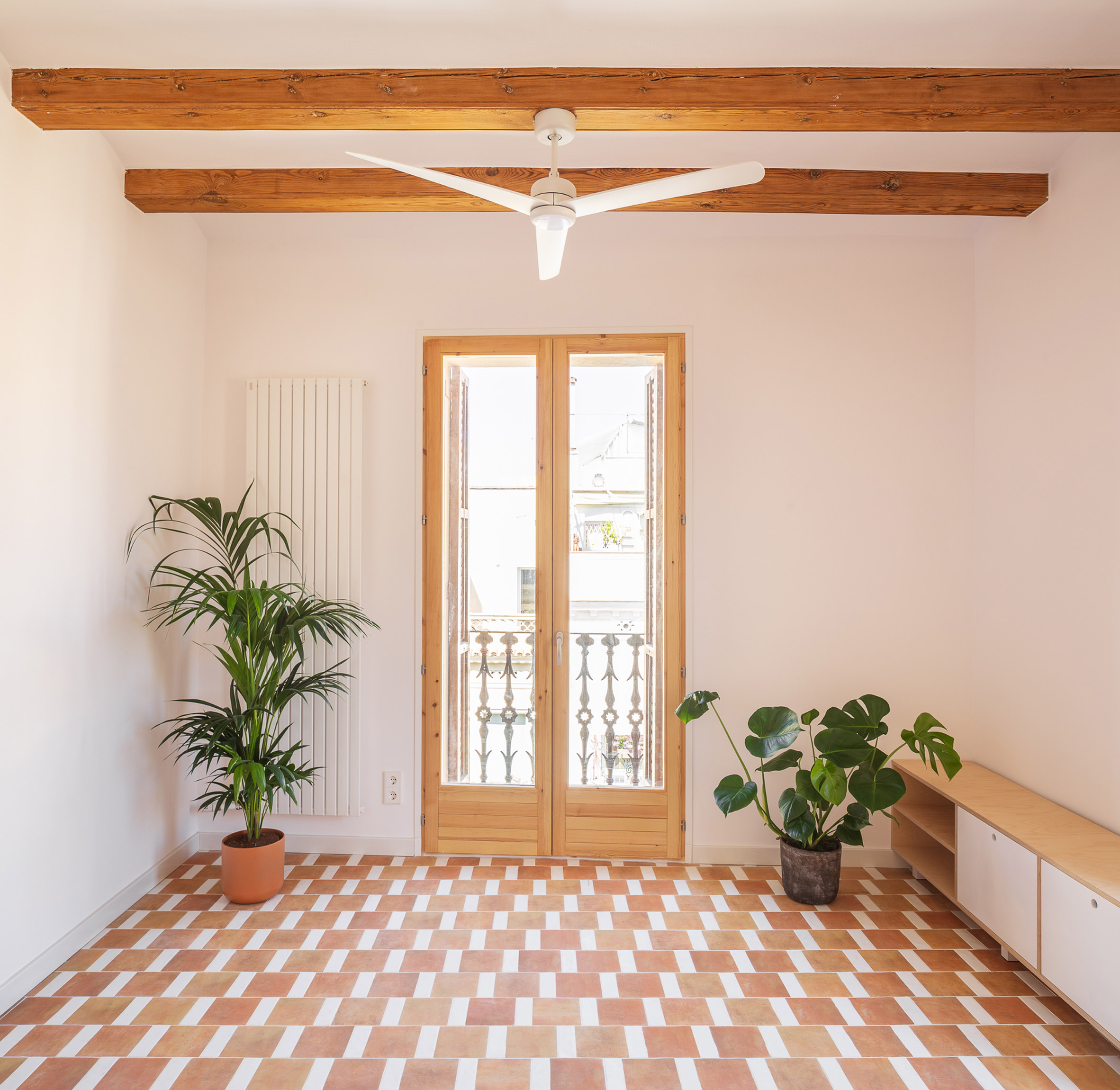 Tiled room in Barcelona apartment interior 