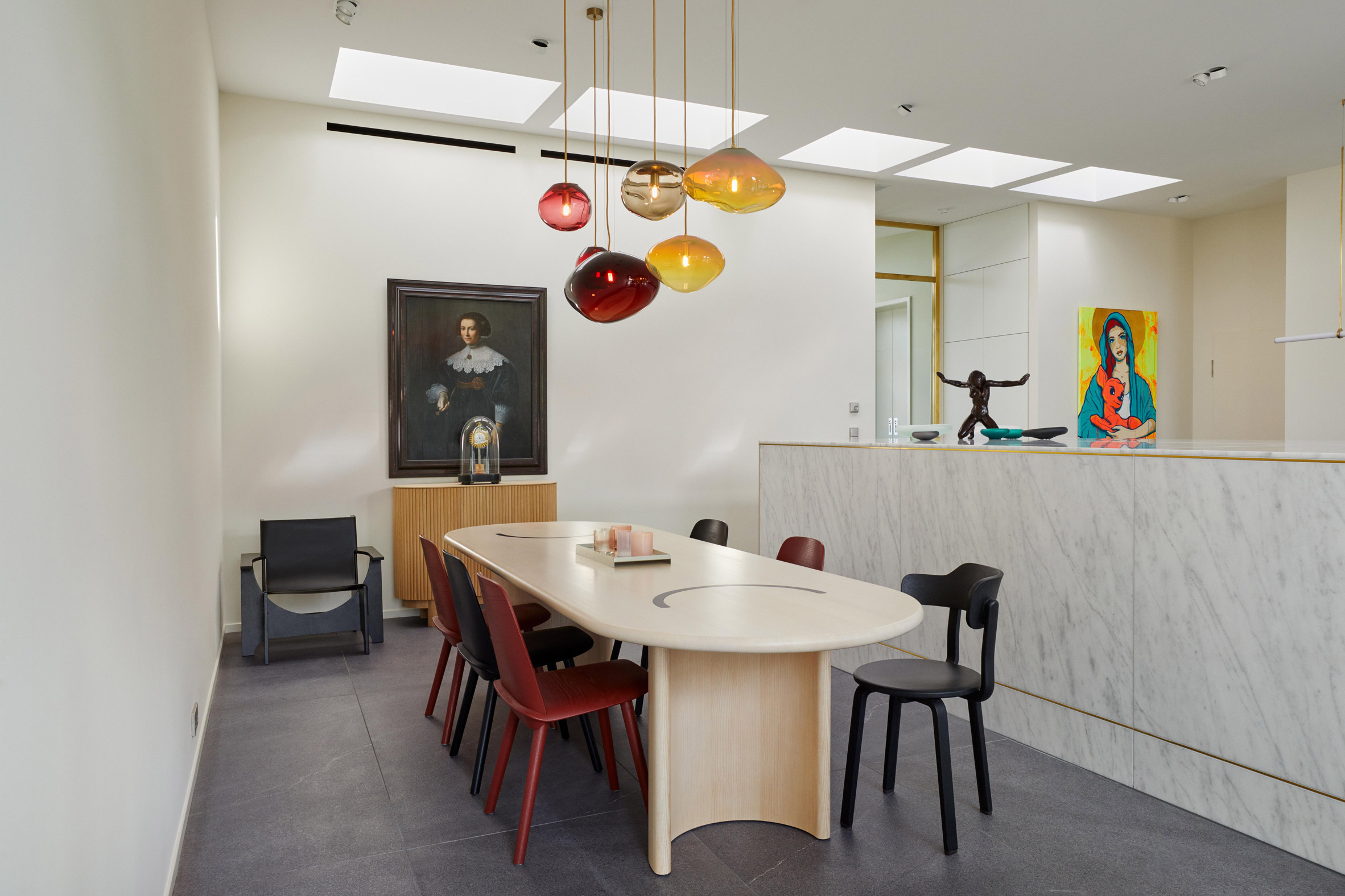 Dining area of Berlin penthouse designed by Coordination and Flip Sellin