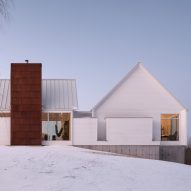 BLDG Workshop places Corten steel details on all-white home in rural Ontario