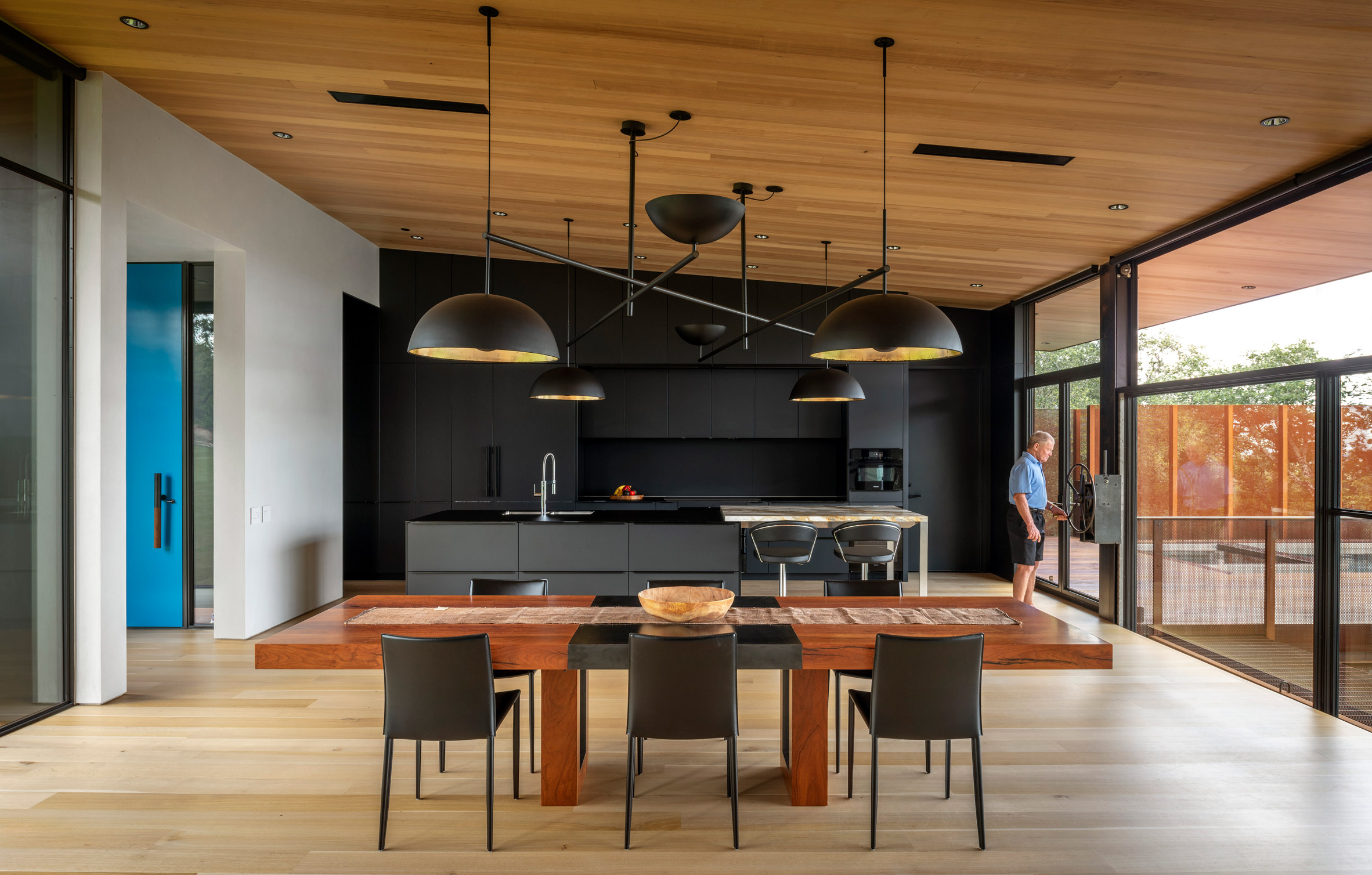 Interior kitchen and living space of house by Olson Kundig