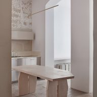 Kitchen and dining table of Casa Olivar in Madrid by Matteo Ferrari and Carlota Gallo