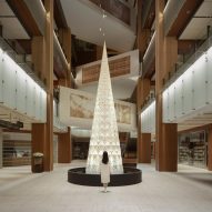 Nendo designs polyhedral Christmas tree with flickering star-shaped cutouts