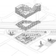 Axonometric of Dockley Apartments in London by Studio Woodroffe Papa and Poggi Architecture