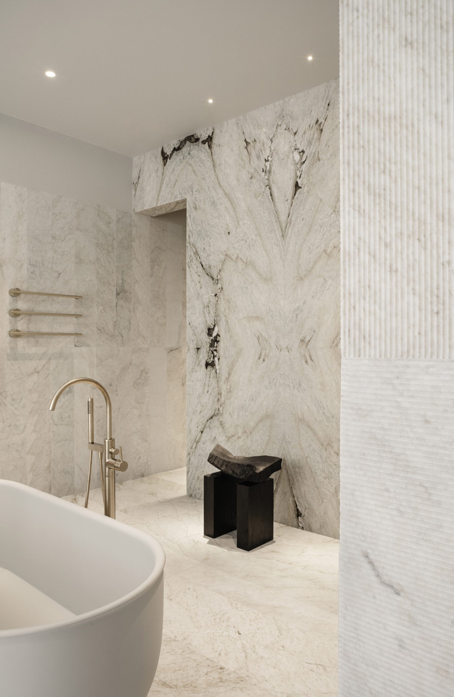 Marble bathroom in Habitat 100, Sweden, by Note Design Studio