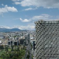 Exterior of Iqon tower in Quito by BIG