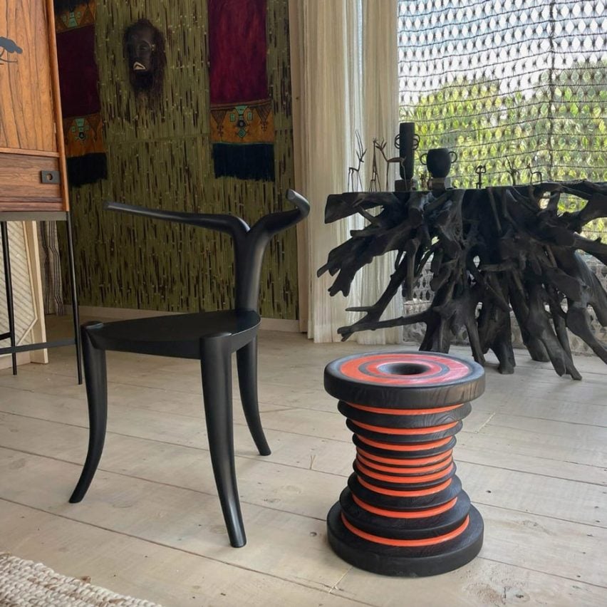 A chair and a stool on set of Black Panther