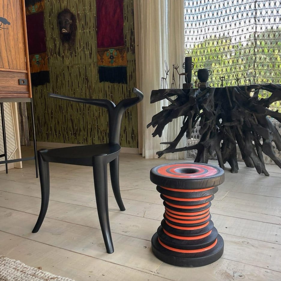 Five afrofuturist chairs by Jomo Tariku featured in Wakanda Forever