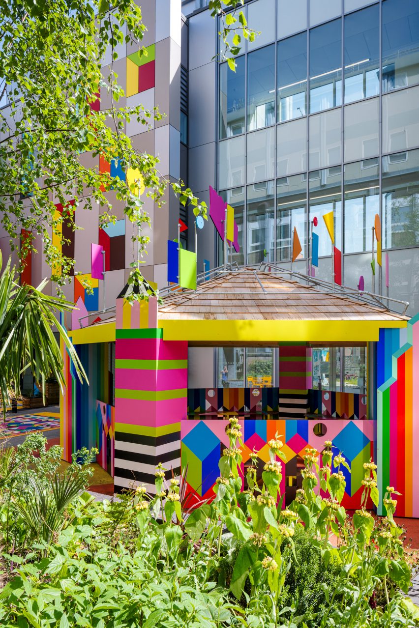 Morag Myerscough-designed pavilion at Sheffield Children's Hospital